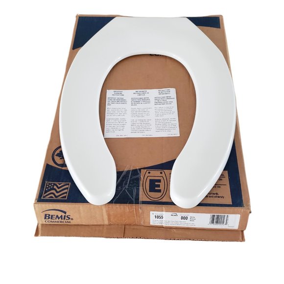 Bemis 1055 Elongated Commercial Plastic Open Front Toilet Seat - White - Picture 1 of 6